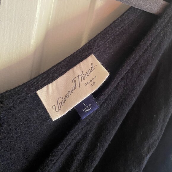 Universal Threads Black Wide Leg Jumpsuit with Cap Sleeve and Open Back, Size L - Picture 2 of 4